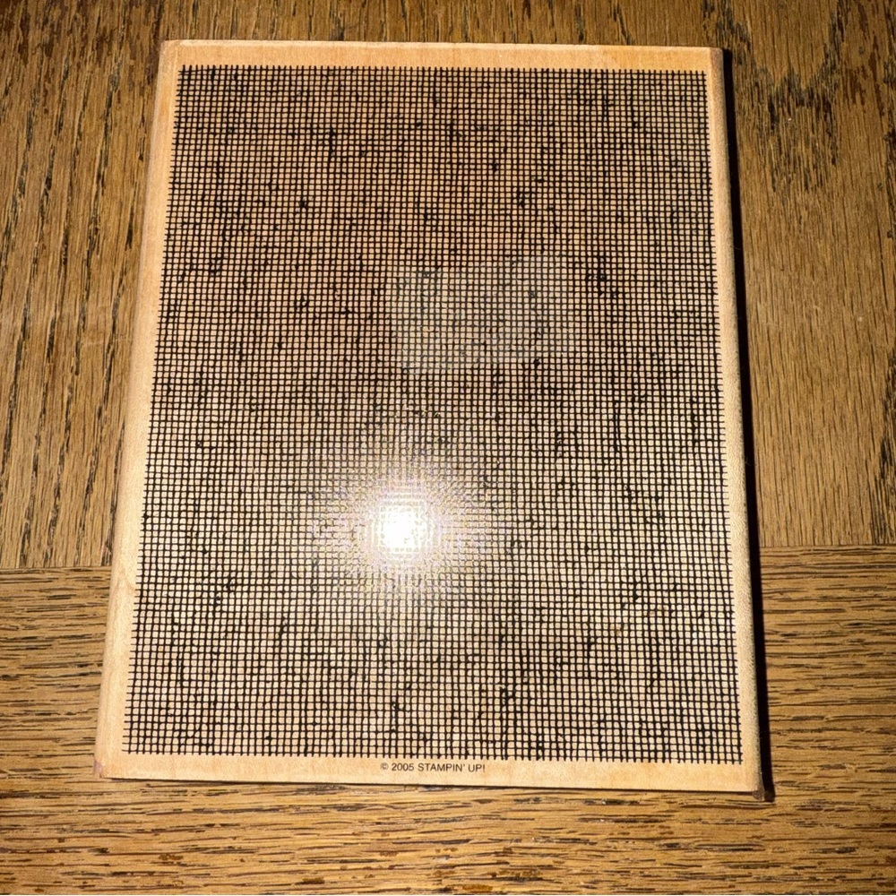 2005 Stampin' Up Large Canvas Weave Background Wood Mounted Rubber Stamp EUC